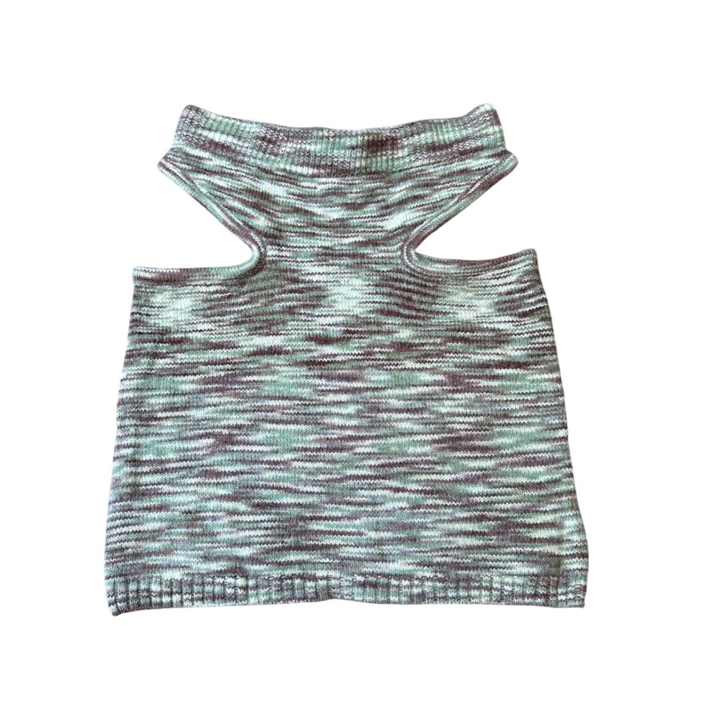 Motel Knit Crop Top Women Green Space Dye Cut‎ Out Boho SIZE S